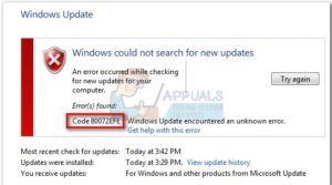 risolvere errore 80072 efe windows update