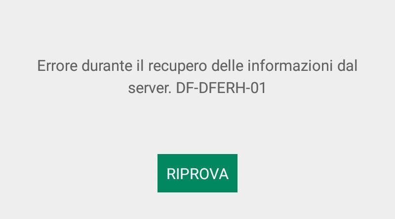 risolvere errore durante il recupero delle informazioni dal server df-dferh-01